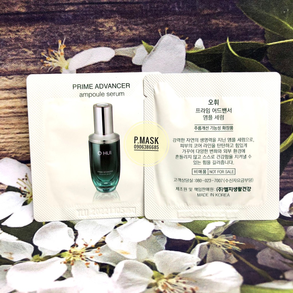 (date 2024)10 GÓI DÙNG THỬ TINH CHẤT SIÊU CÔ ĐẶC PRIME ADVANCER AMPOULE SERUM - TINH CHẤT VÀNG OHUI XANH MỚI