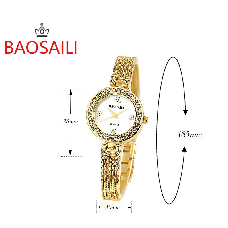 (FULL BOX) Đồng Hồ Nữ BAOSAILI BSL5122 Viền Đính Đá Sang Trọng Dây Thép Không Gỉ Cao Cấp+ Tặng Hộp Và Pin Cao Cấp | BigBuy360 - bigbuy360.vn