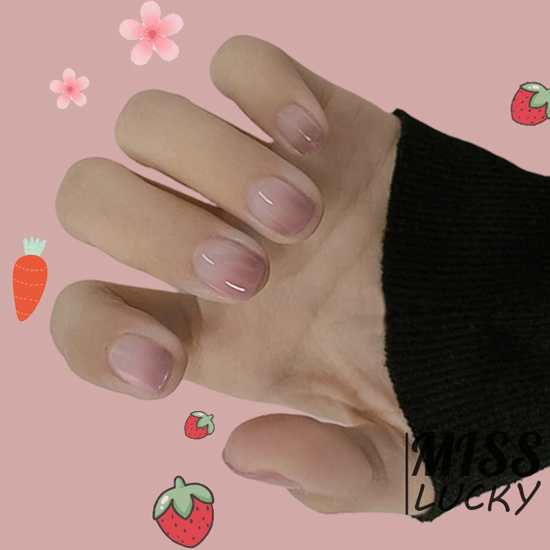 Set 24 móng tay giả màu gradient kèm keo dán tiện dụng