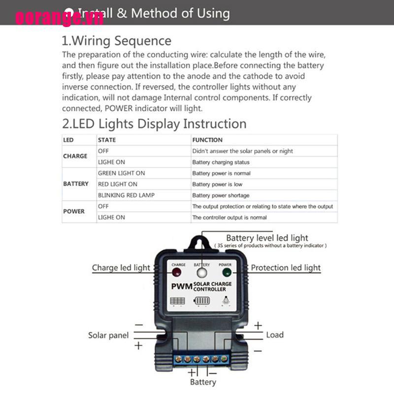 1 Tấm Pin Năng Lượng Mặt Trời Tự Động Điều Chỉnh Pin Pwm 6v 12v 10a