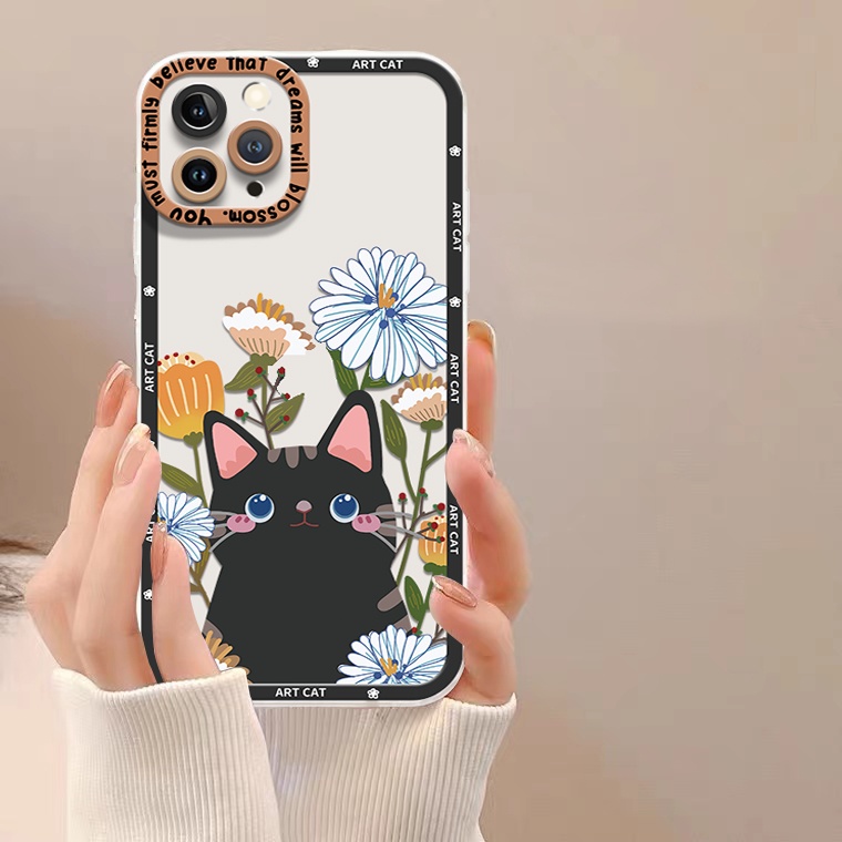 Ốp Điện Thoại Silicon TPU Mềm Trong Suốt Chống Sốc In Hình Mèo Dễ Thương Cho IPhone 14 13 12 11 Pro XS Max X XR 8 7 6 6S Plus