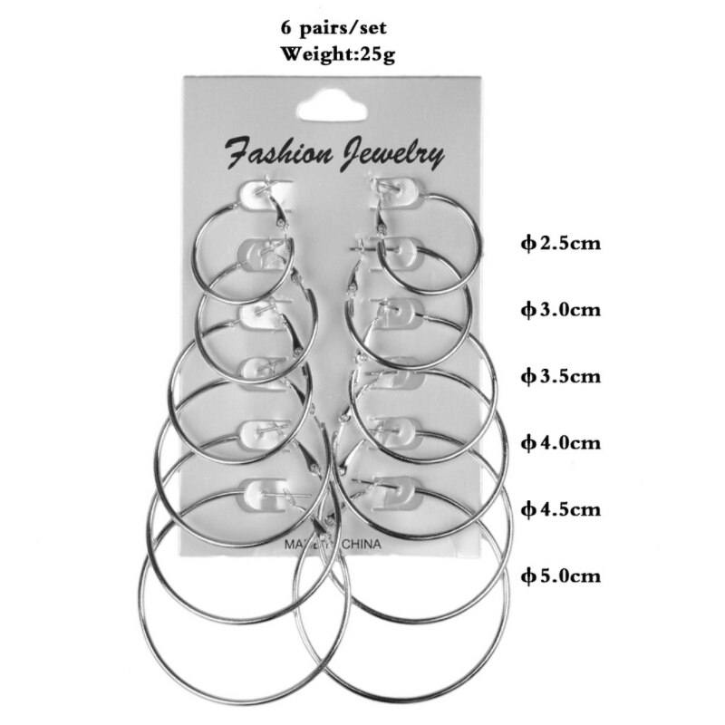 Bộ 6/ 9/ 12 đôi bông tai mạ vàng/ bạc dạng vòng phong cách steampunk cổ điển dành cho nữ