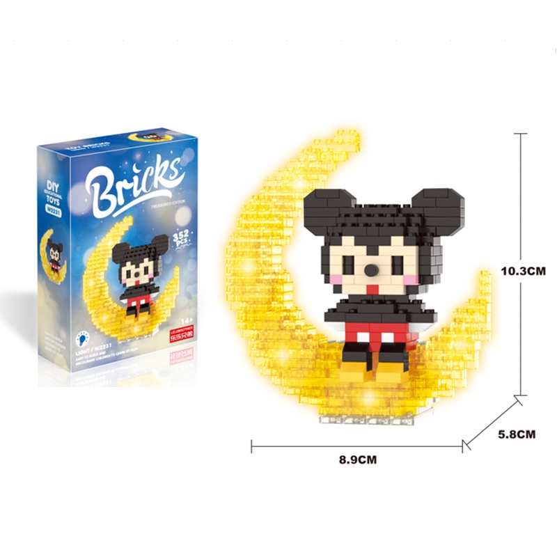Đồ chơi lắp ghép phong cách chuột Mickey Minnie/Disney/Ngôi sao Dew/Micro tùy chọn cho bé