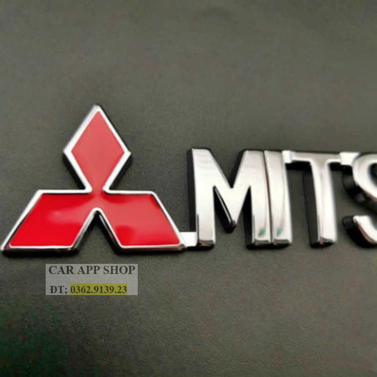 Logo  MITSUBISHI hợp kim sáng bóng nổi bật logo dán trang trí xe  MITSUBISHI