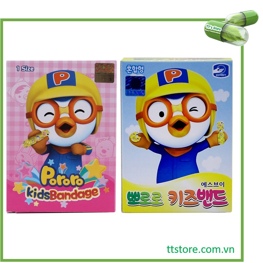 Băng cá nhân cho trẻ em Kids Band Hình Pororo (Hộp 20 miếng) [kid]