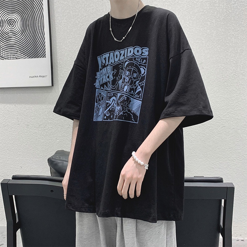 【M-3XL】Áo Thun Tay Ngắn Cổ Tròn In Họa Tiết Hoạt Hình Phong Cách Hàn Quốc Thời Trang Cho Nam Và Nữ Thời trang cộng với kích thước Unisex Áo sơ mi ngắn tay giản dị