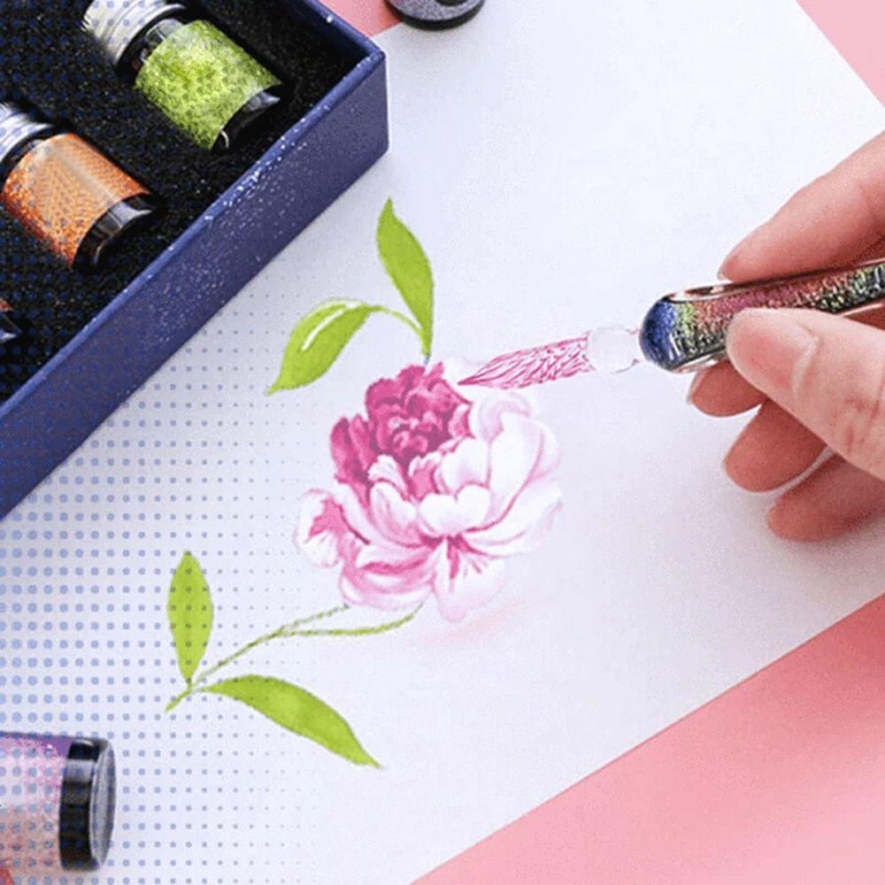 Bộ 15 Giá Đỡ Bút Thủy Tinh 12 Màu Dùng Viết Thư Pháp / Làm Quà Tặng Cho Bé
