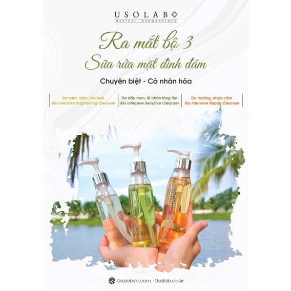 Sữa Rửa Mặt USOLAB BIO INTENSIVE CLEANSER Chuyên Biệt Hoá, Dành Cho Từng Tình Trạng Da Mụn, Nám, Nhạy Cảm 150ml