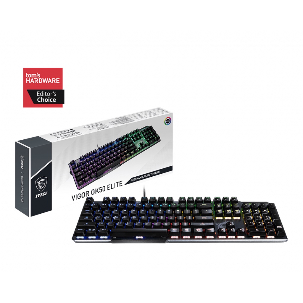 Bàn phím cơ gaming MSI Vigor GK50 Elite LL US màu đen (Kailh standard white switches)