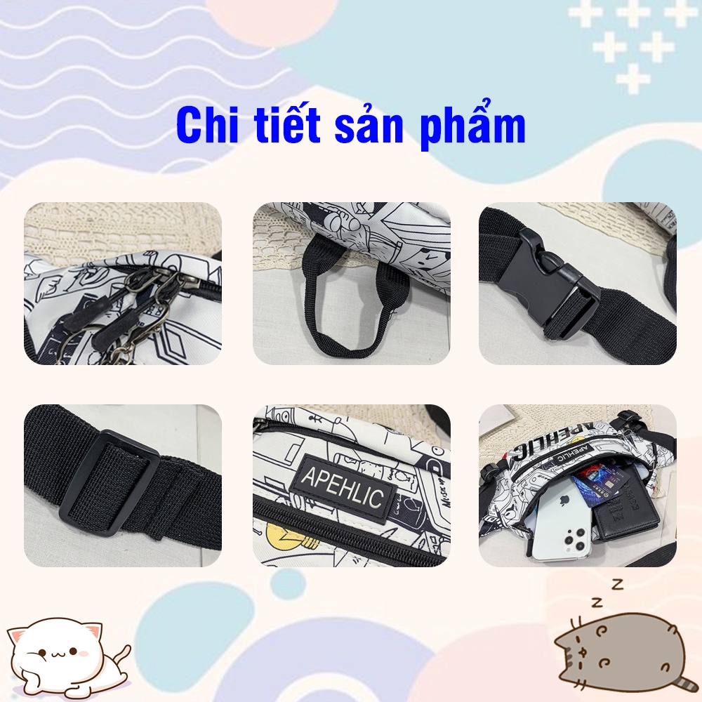 Túi Đeo Chéo Nam Nữ Unisex Túi Bao Tử Nam APEHLIC Vải Canvas Chống Nước Tuyệt Đối