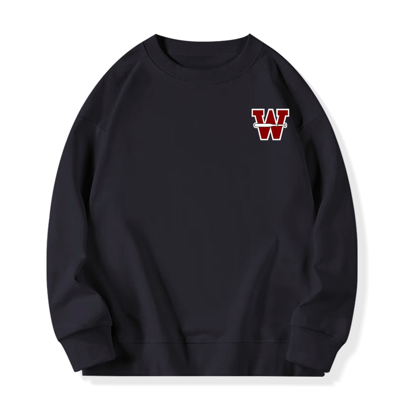 FOCUS Áo khoác nữ fashion vintage creative letter W đen bigsize áo dài tay unisex form rộng 100%cotton