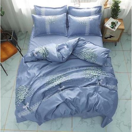 Ga giường,Drap ga trải giường,được chọn mẫu,họa tiết bó hoa xanh