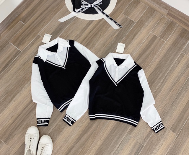 Áo Gile phối sơ mi tay