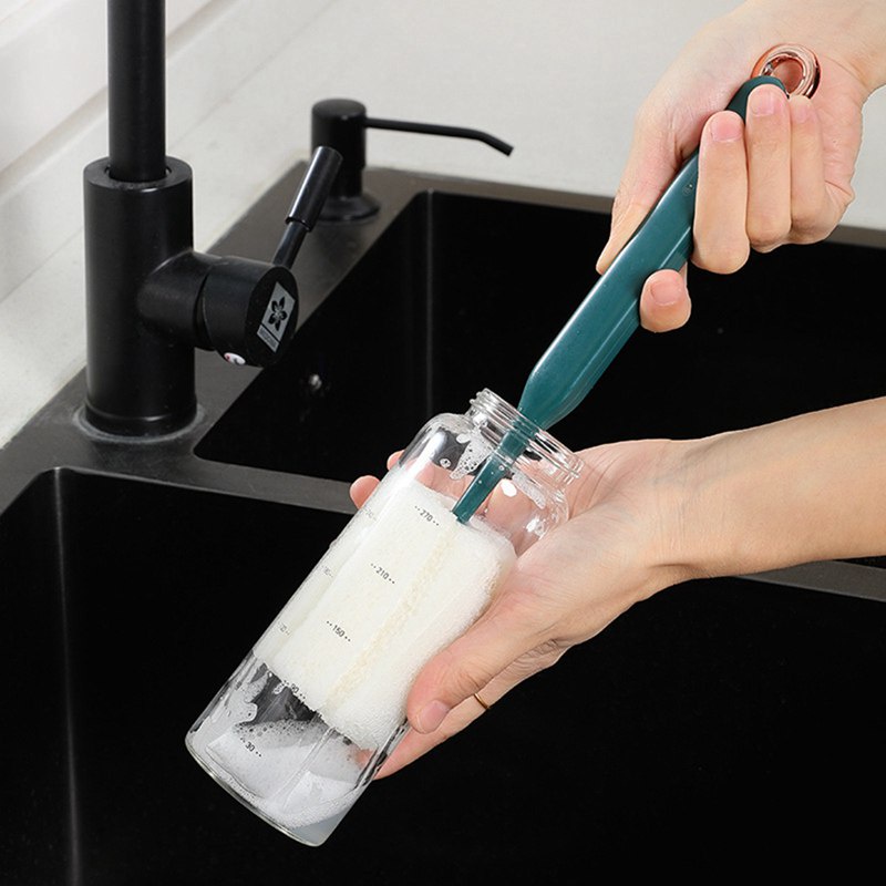 Cây cọ rửa cốc chén bọt biển cao cấp, dụng cụ cọ rửa bình sữa, ly cốc chén có tay cầm tiện lợi