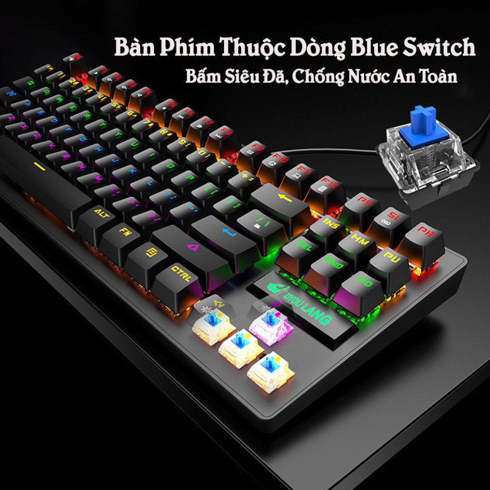 [ BÁN CHẠY ] Bàn Phím Cơ Gaming LEAVEN K550 Chống Nước, Tích Hợp Đèn Led Đồi 10 Chế Độ Nháy Bảo Hành 12 Tháng