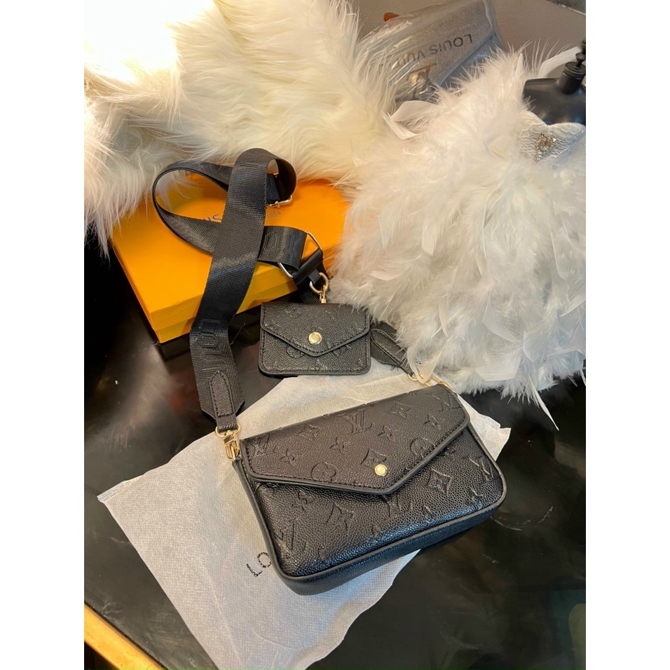 ( FREE SHIP ) TÚI L.V SET ĐÔI ĐEN IN CHÌM SIÊU XINH DUYÊN CƯỜNG