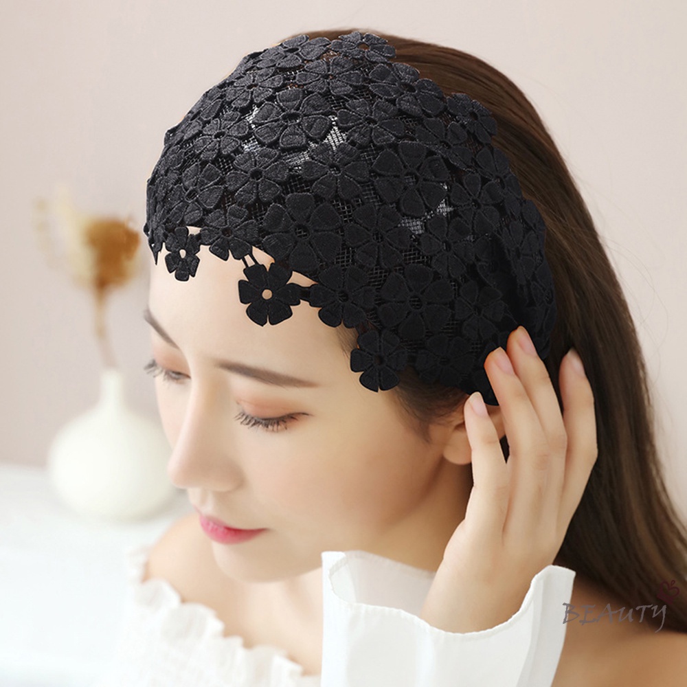 Băng Đô Cài Tóc Bản Rộng Phối Ren Phong Cách Thời Trang Cho Nữ