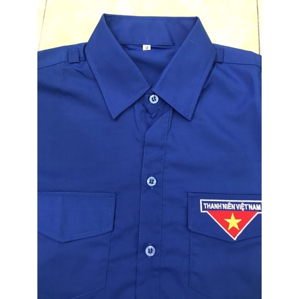Combo 20 chiếc áo sơ mi đoàn thanh niên logo thêu chuẩn.