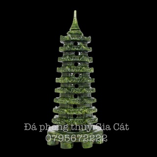 Tháp văn xương xanh ngoc serpetine 28 cm 18 cm 15 cm kiểm định