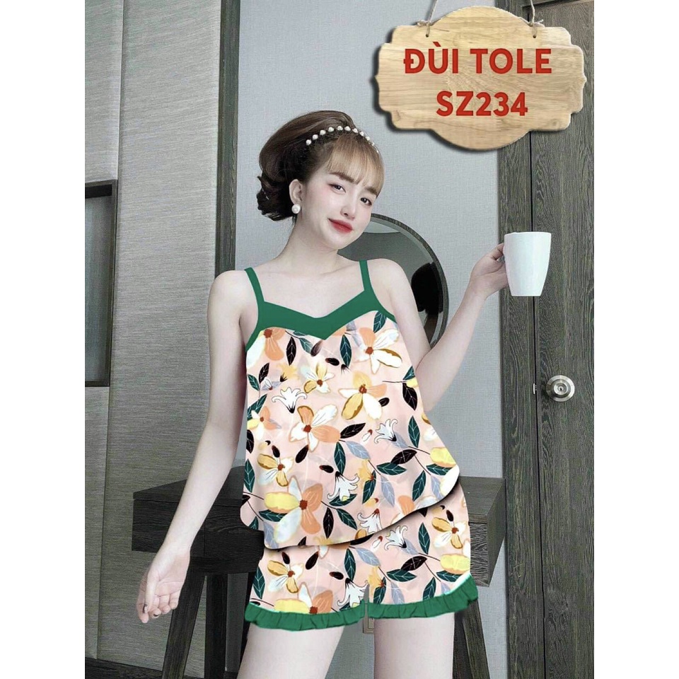 [48kg - 70kg] Đồ Bộ Mặc Nhà, Đồ Bộ Nữ Đùi Tole (Lanh) 2 Dây