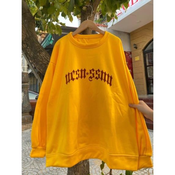 Áo Sweater Nỉ Vàng Unisex Nam Nữ, Áo Cổ Tròn Tay Bồng From Rộng Hàn Quốc( Hàng sẵn)