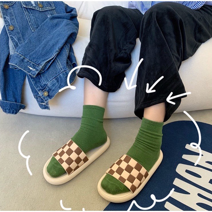 Dép Lê Bành Mì Nam Nữ Unisex Caro  Đế Cao Cong Viền Cao Su Êm Chân Siêu Nhẹ