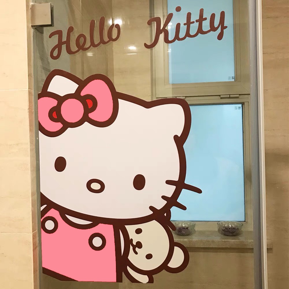 Đề can dán cửa phòng ngủ Hello Kitty -cắt sẵn khuôn và keo mặt sau