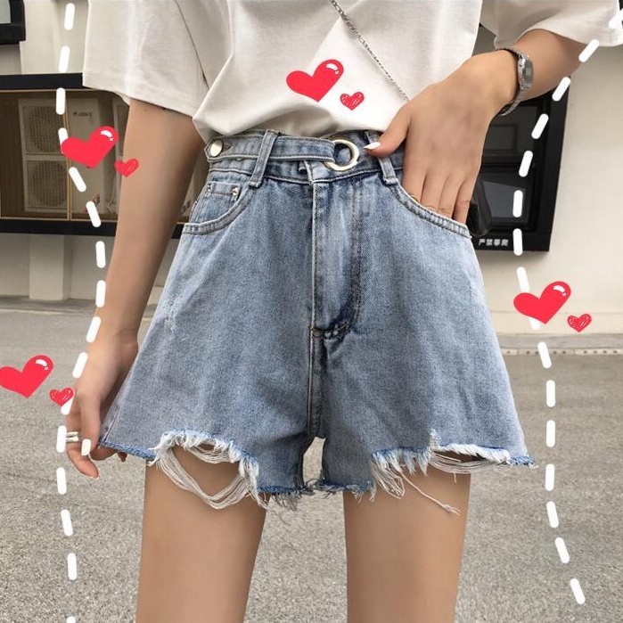 Quần Short Denim Cạp Cao Gợi Cảm Mùa Hè Hàn Quốc Mới Cho Nữ
