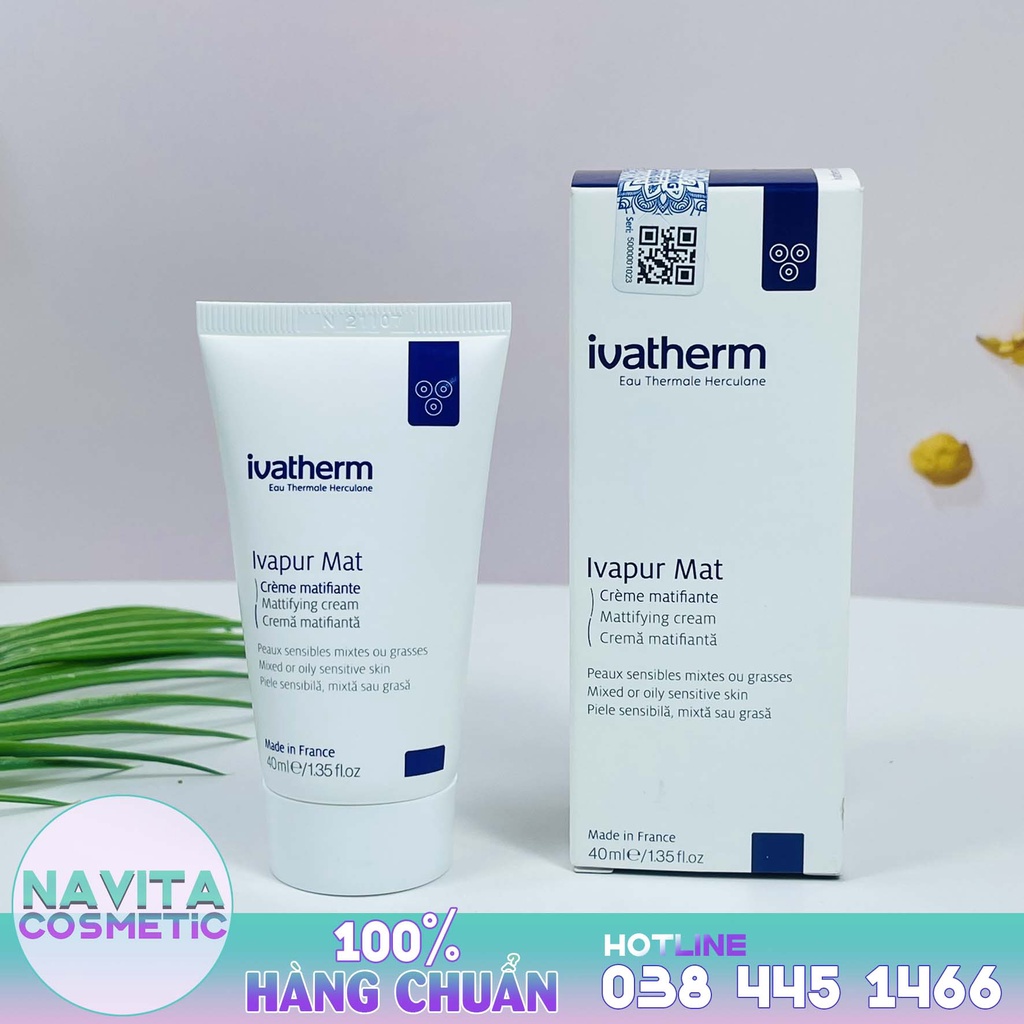 Ivapur Mat Mattifying Cream Ivatherm, Kem Dưỡng Ẩm Cho Da Dầu Mụn 40ml