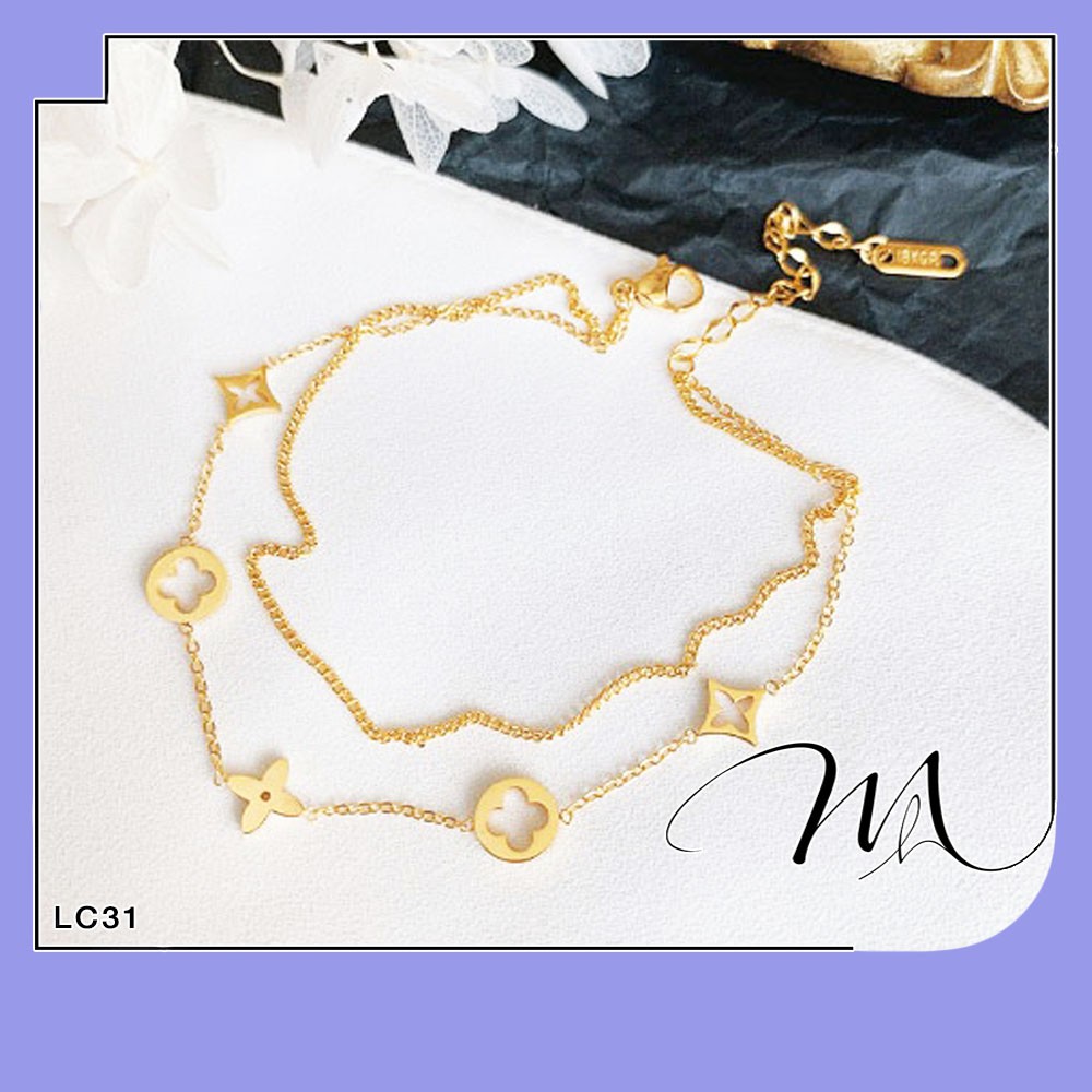 Lắc chân nữ Titan dây đôi hình cánh hoa rỗng xinh xắn - Măng’s House LC31