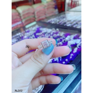 Nhẫn bạc Ý mặt vuông hột đá