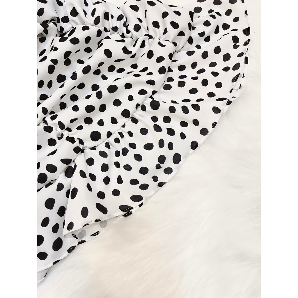 Đầm body nhún chấm bi đen trắng | BigBuy360 - bigbuy360.vn