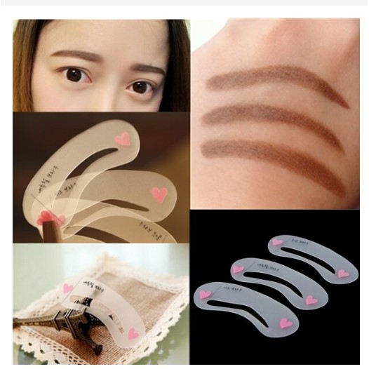 (auth) Bộ 3 Khuôn Nhựa Kẻ Lông Mày, Vẽ Chân Mày Mini Brow Class