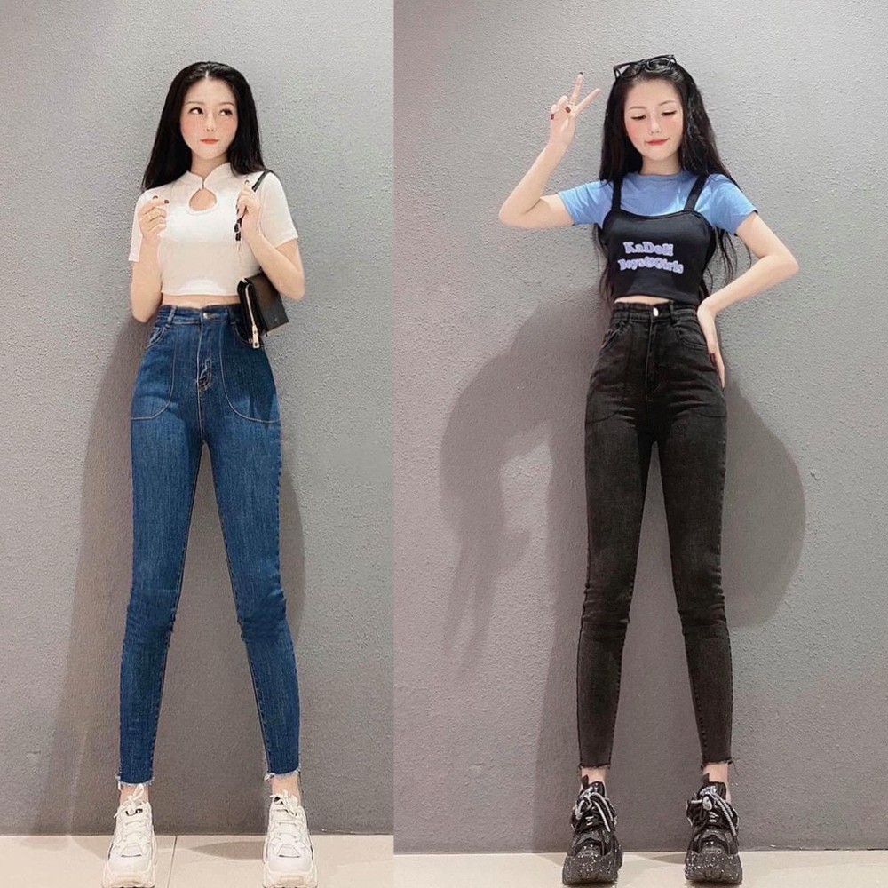 Quần dài jeans nữ co giãn cạp siêu cao SAIGONJEAN đắp 2 túi tròn QD003  – quần bò nữ cạp siêu cao | BigBuy360 - bigbuy360.vn