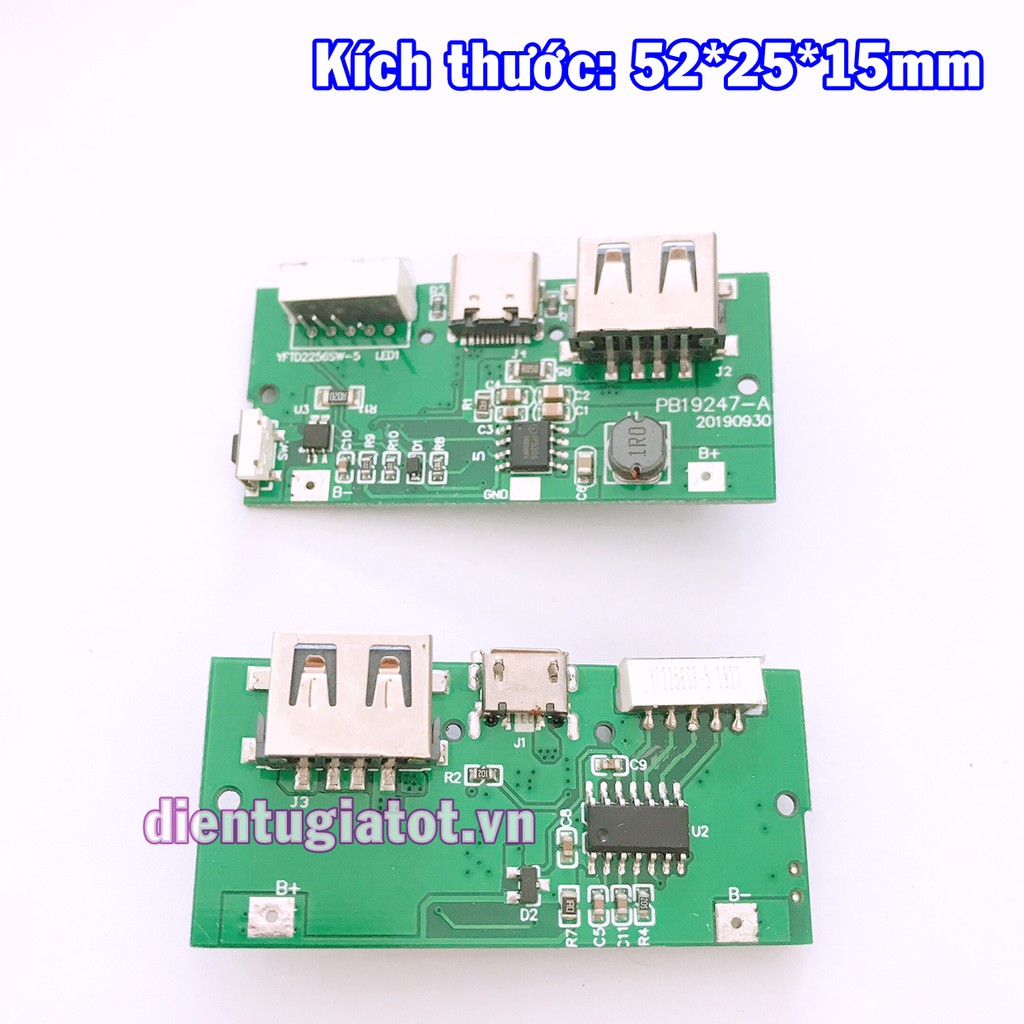 Mạch sạc dự phòng màn LED 5V2.5A 2 cổng ra, đầu vào micro và type C mới V2