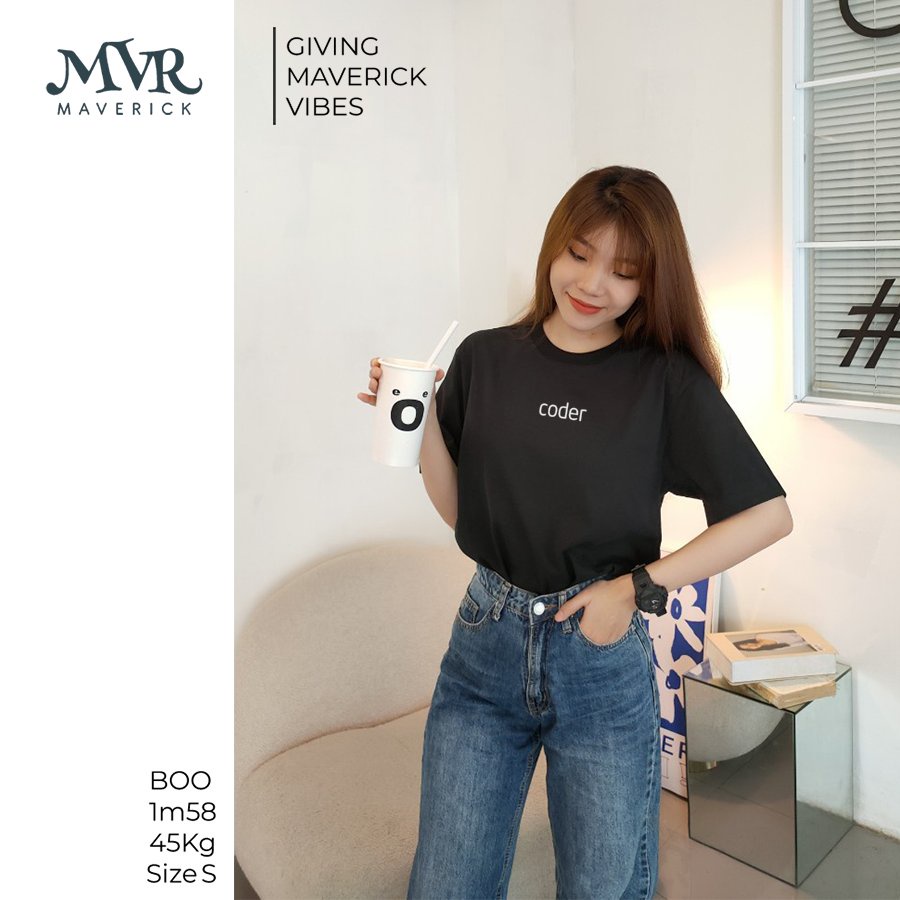 Áo thun form rộng Cotton thoáng mát chữ coder vui nhộn phong cách MVR size rộng tee Mỹ KK4050