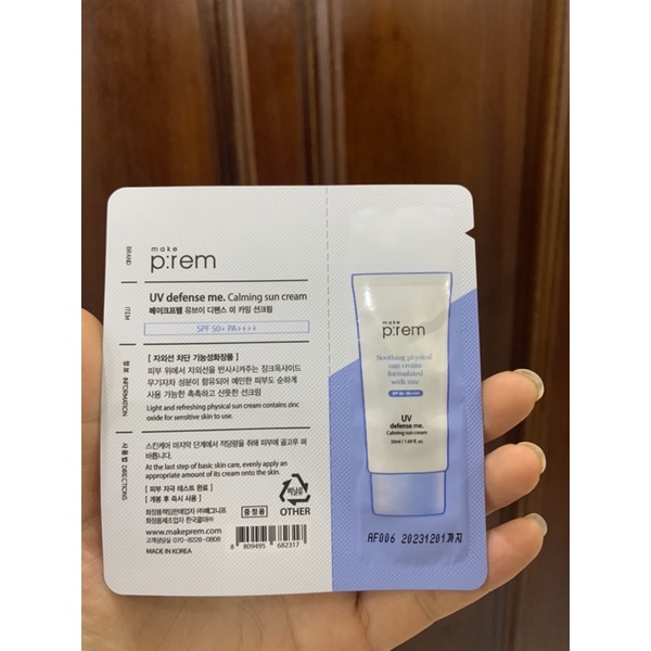 Kem Chống Nắng Vật Lý Make P:rem UV defense me. Calming sun cream Dịu nhẹ