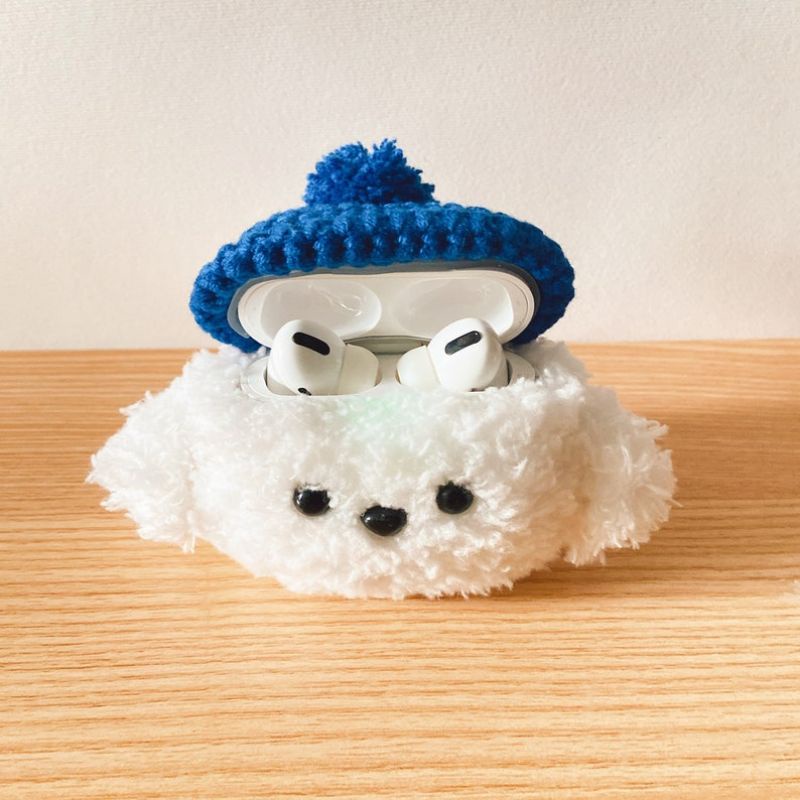 Vỏ ốp Airpod 1/2/3/pro/pro4 gấu xù móc len_handmade