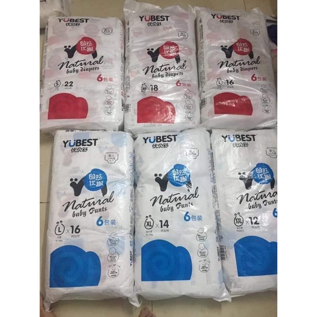 Bỉm quần dán YUBEST nội địa trung, tách lẻ bịch nhỏ :M14, L13, XL12, XXL12, XXXL11