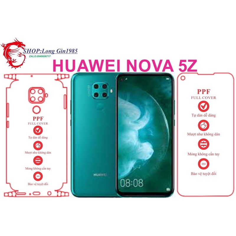 Huawei Nova 5Z miếng dán trong Ppf mặt sau và mặt trước chống va đập chống trầy xước