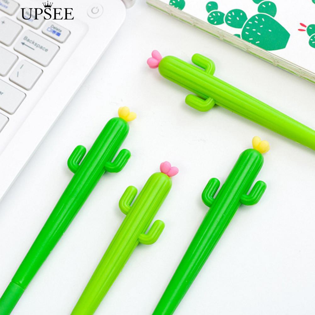 🔰UPSEE  Cactus 0.5mm Black Ink Gel Pen School Office Stationery Gift