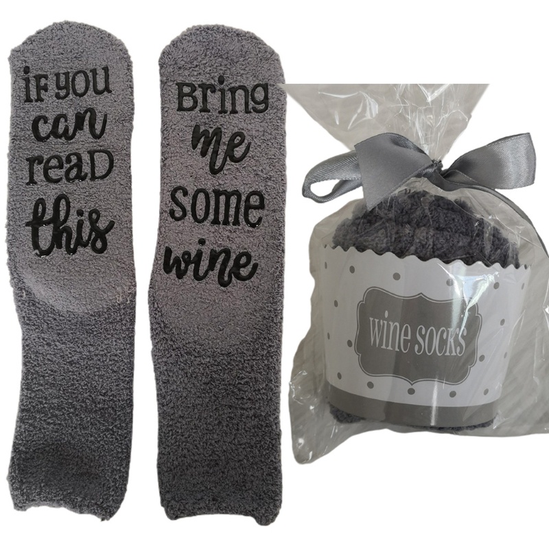 Whi Vớ Nhung Lông Xù In Chữ If You Can Read This Wine Hofy Cupcake Quà Tặng Cho Bạn Gái