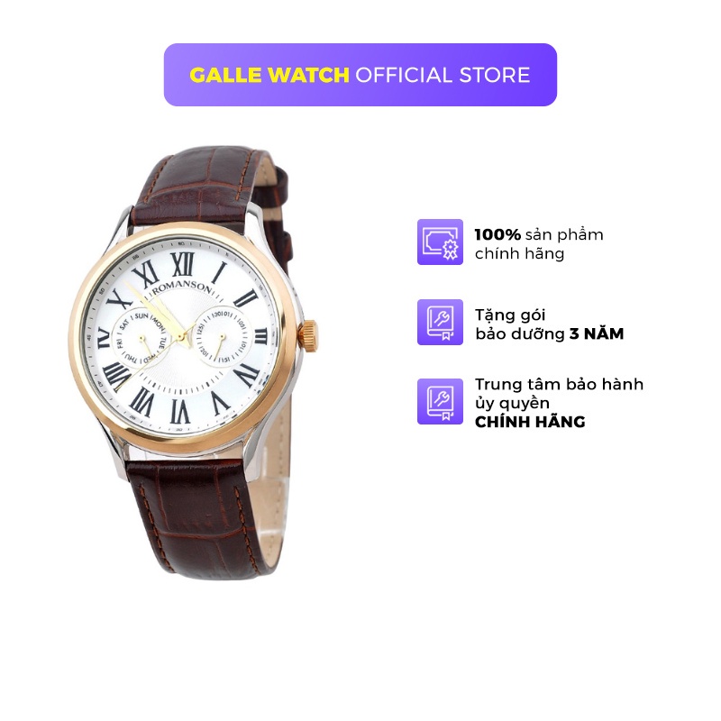 Đồng hồ Romanson Classic Men Watch TL3204FMCWH nam máy Thụy Sĩ kính chống xước dây da cao cấp chính hãng