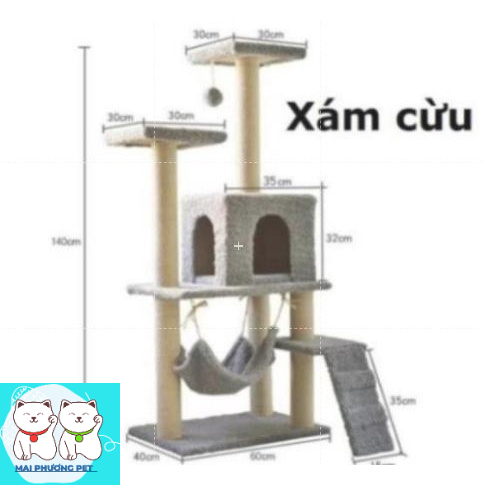 New- Trụ mèo leo trèo nhiều tầng Nhà cây cho mèo cao 1,4m cat tree dụng cụ cào móng