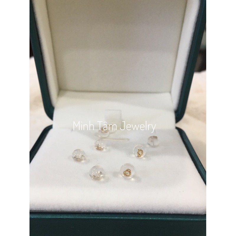 Chốt nhựa bông tai lõi bằng Au 18k,Chốt đẩy bông tai bằng nhựa lõi 18k-Minh Tâm Jewelry