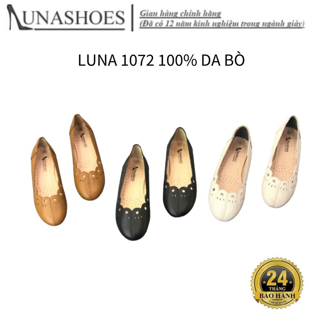 Giày búp bê nữ mũi tròn Lunashoes (1072) mũi nhọn da thật cao cấp nhiều màu (BH 24TH) giầy nữ trung niên