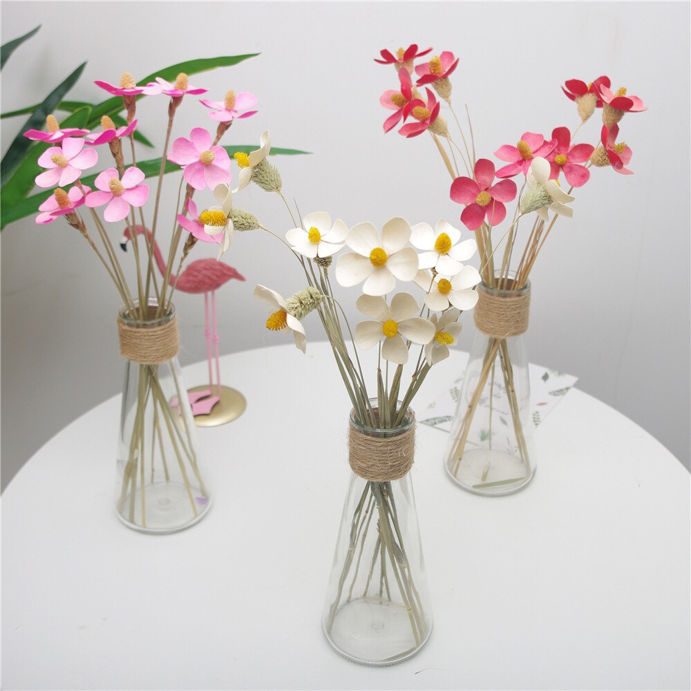 Lọ hoa thuỷ tinh tam giác - Phụ kiện trang trí nhà cửa ( Tặng kèm dây thừng ) - DaiSy Decor