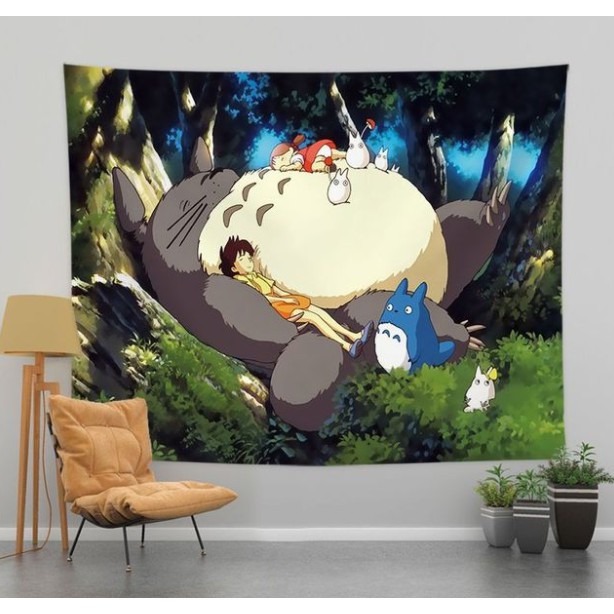 Tranh Vải Decor Phòng Siêu Xinh Treo Tường Hình Totoro Cực Đáng Yêu Tặng kèm đèn nháy và móc treo