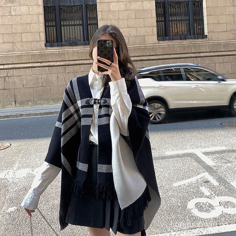 CHANEL Khăn choàng lông chồn hai mặt dáng rộng kẻ sọc trắng đen phong cách phương Tây YP0N | BigBuy360 - bigbuy360.vn