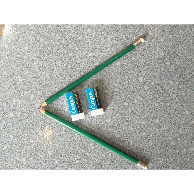 2 bút chì xanh + 2 tẩy campus